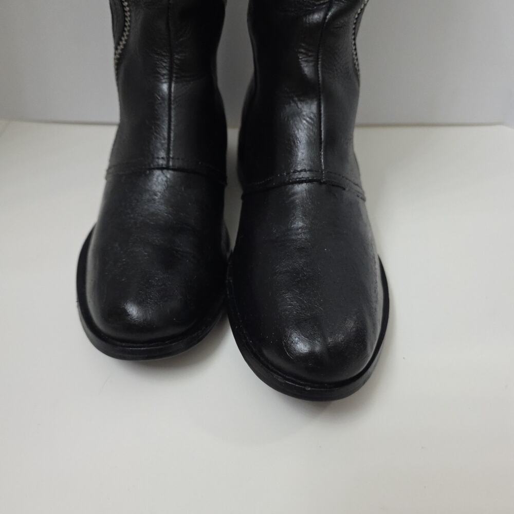Tahari Andy Tall Riding Boots Black Leather Knee High Zip Equestrian Womens 8.5 - Picture 2 of 10